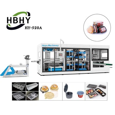 Máquina termoformadora de plástico de três estações